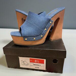 Liliana Denim Platform Mules • Y2K Chunky Heels • New In Box • Size 9